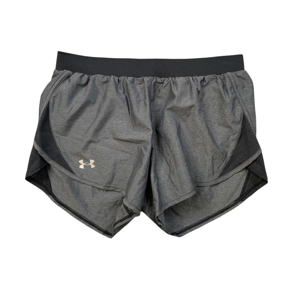 Under Armour Shorts Womens S Small Black Gray UA Fly By 2.0 Heatgear Brief Lined
